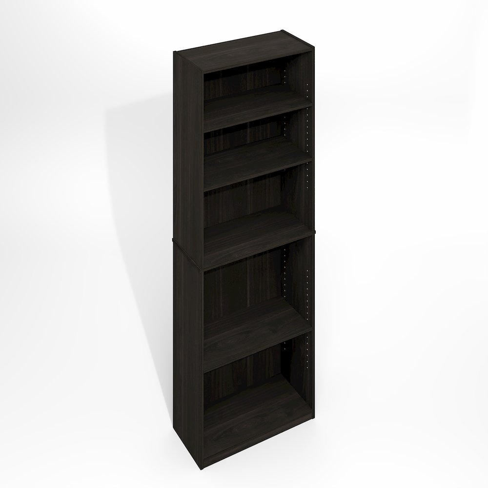 Jaya Simply Home Adjustable Shelf Bookcase, 5Tier, Black Espresso