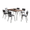 Nature's Edge 60'' Seven Piece Modern Dining Set with Upholstered Contemporary Chairs - Slate and Grey