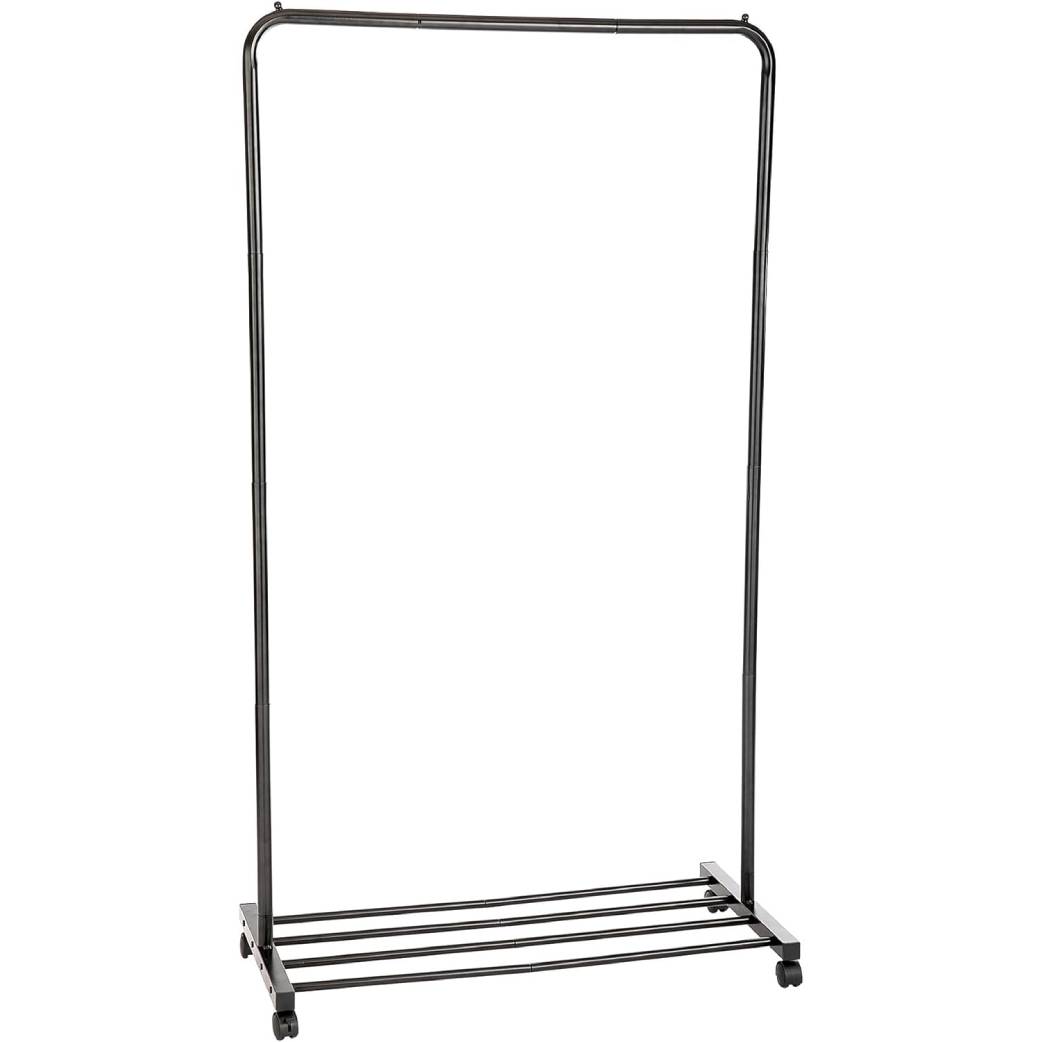 Heavy Duty Rolling Garment Rack with Adjustable 5-Tier Shoe Storage, Black