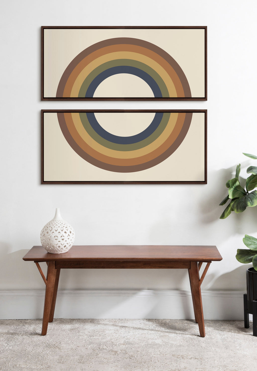 Sylvie Retro Rainbow Framed Canvas by The Creative Bunch Studio