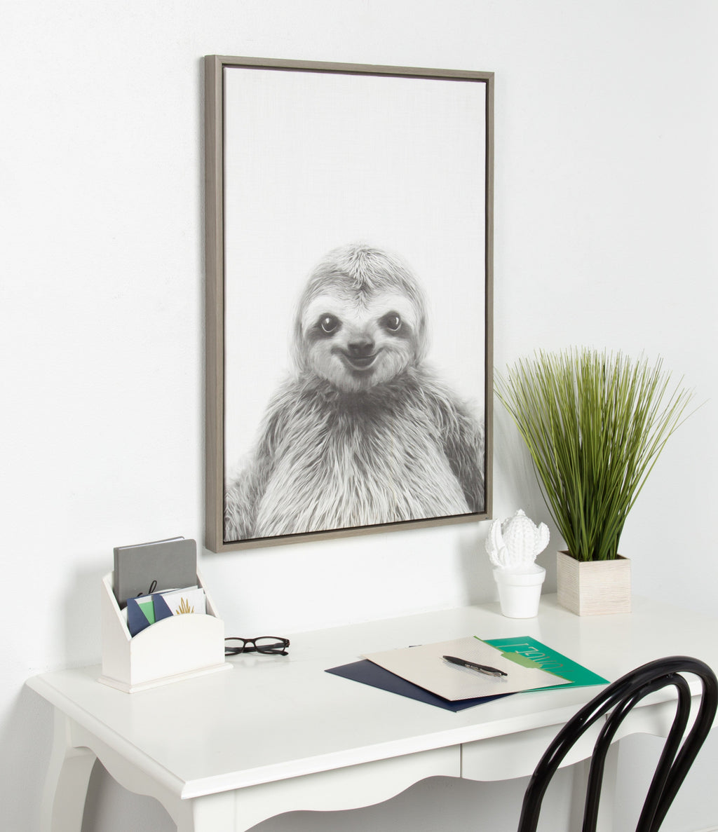 Sylvie Sloth Framed Canvas by Simon Te Tai