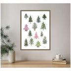 Sylvie Framed Canvas 12 Tiny Holiday Trees by Patricia Shaw