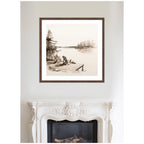 Abstract Sketch Of Adirondack Chairs On A Dock by The Creative Bunch Studio Framed Wall Art Print