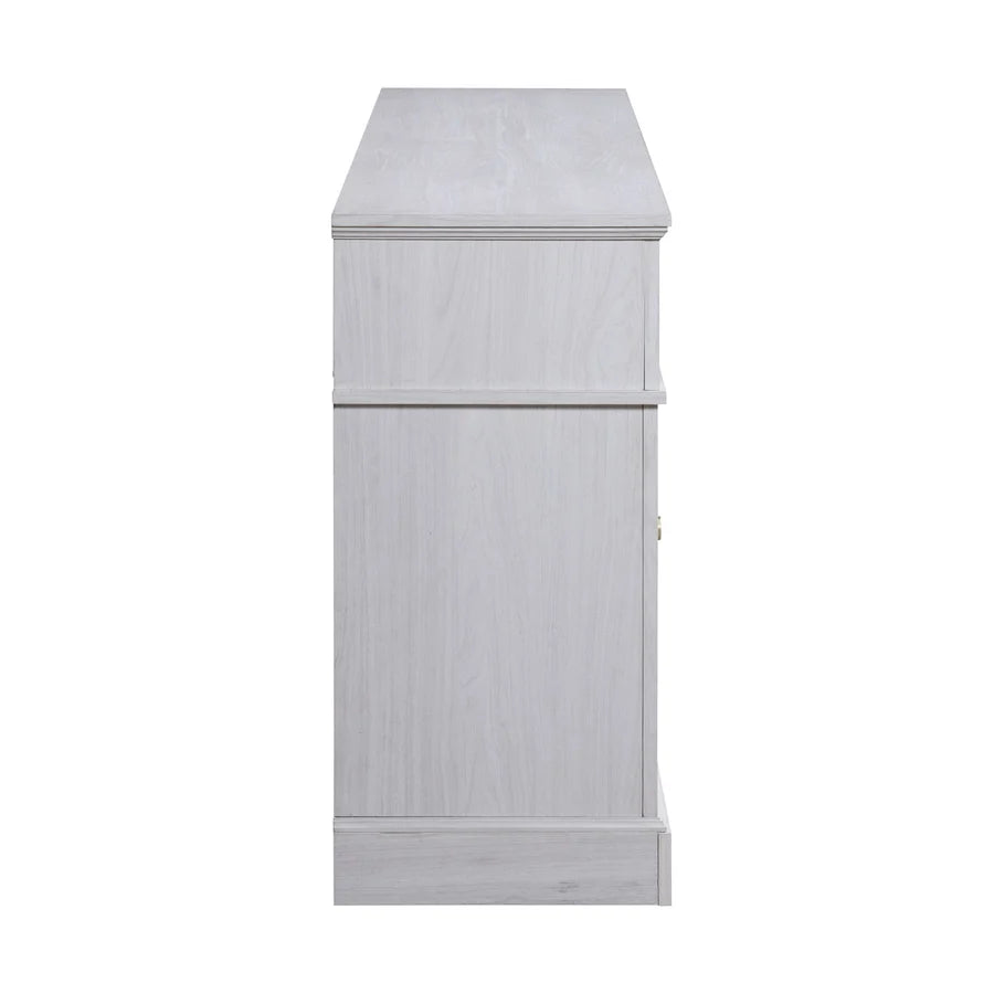 Lucifer 70W White Walnut Finish TV Stand Console with Fireplace