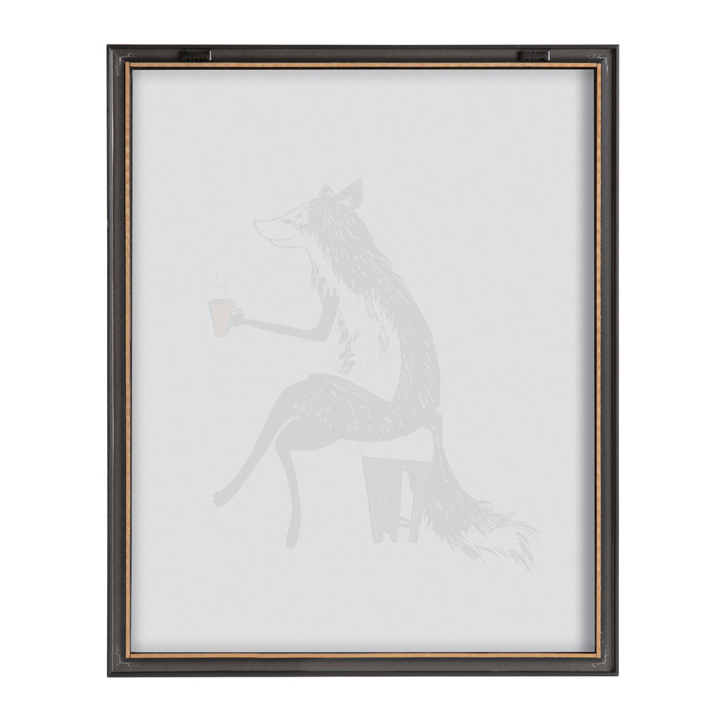 Blake Fox Orange Coffee Cup Framed Printed Glass by Viola Kreczmer