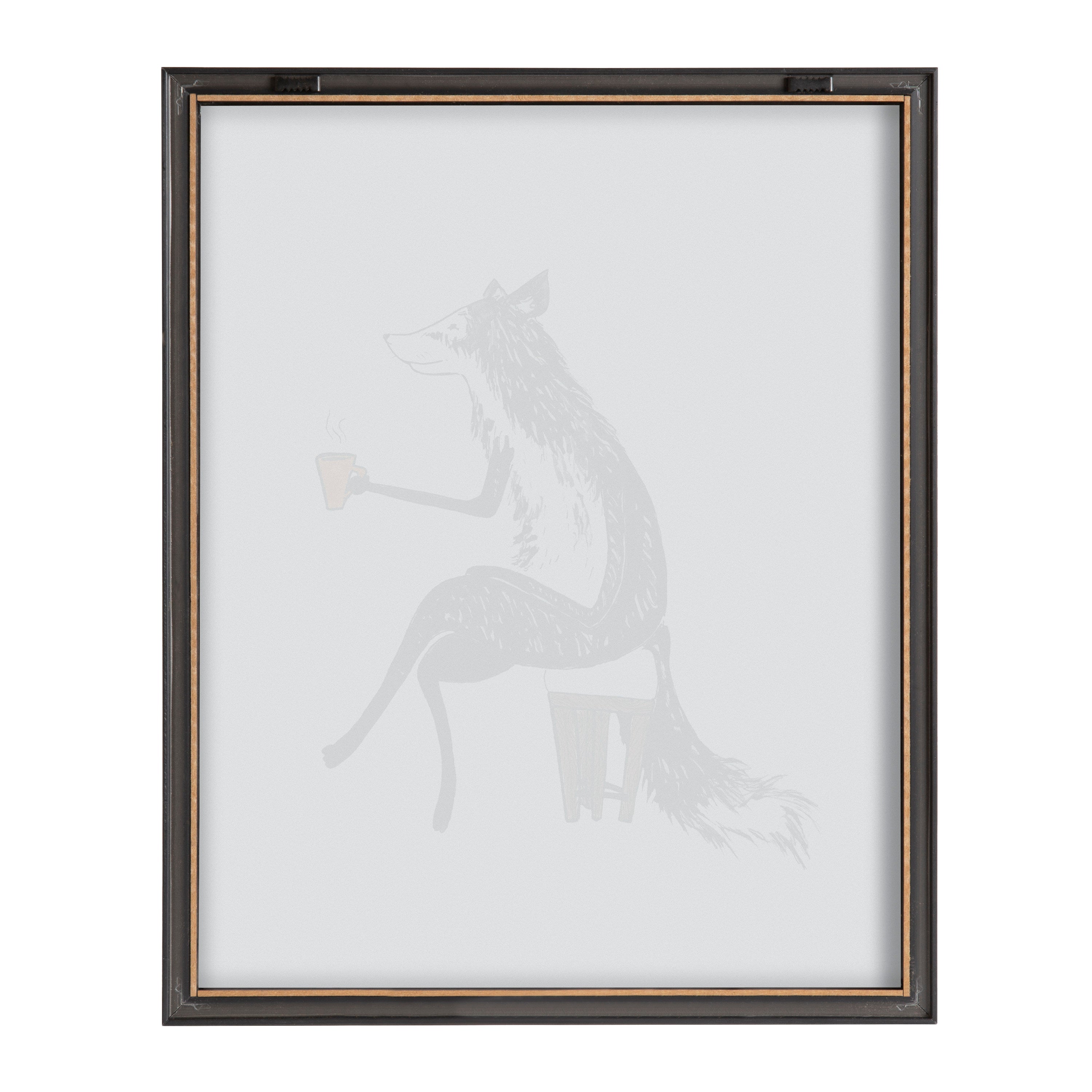 Blake Fox Orange Coffee Cup Framed Printed Glass by Viola Kreczmer