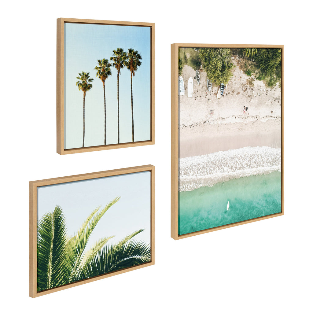 Sylvie Tropical Beach Framed Canvas Set