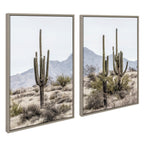 Sylvie Tall Saguaro Cacti Desert Mountain Framed Canvas Set by The Creative Bunch Studio