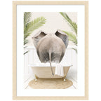 Elephant Back in Palm Bathtub by Amy Peterson Framed Wall Art Print