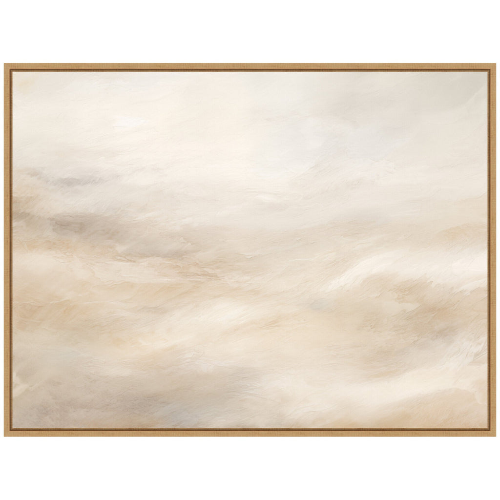 Sylvie Tonal Abstract Textural White and Beige Light Natural Neutrals Horizontal Framed Canvas by The Creative Bunch Studio
