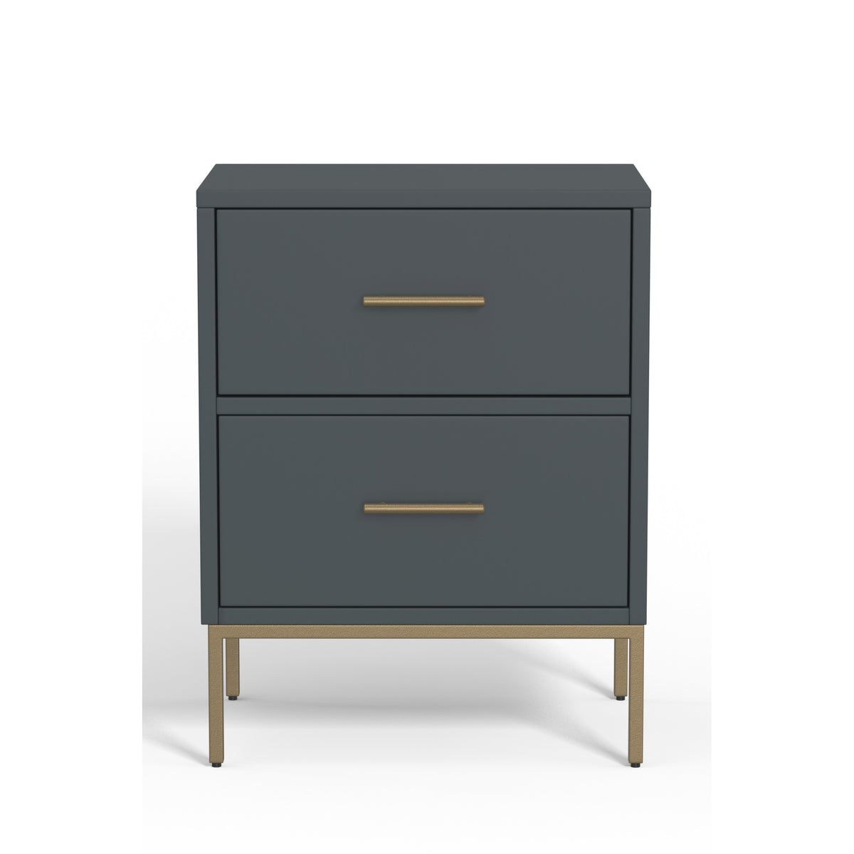 Madelyn Two Drawer Nightstand, Slate Gray