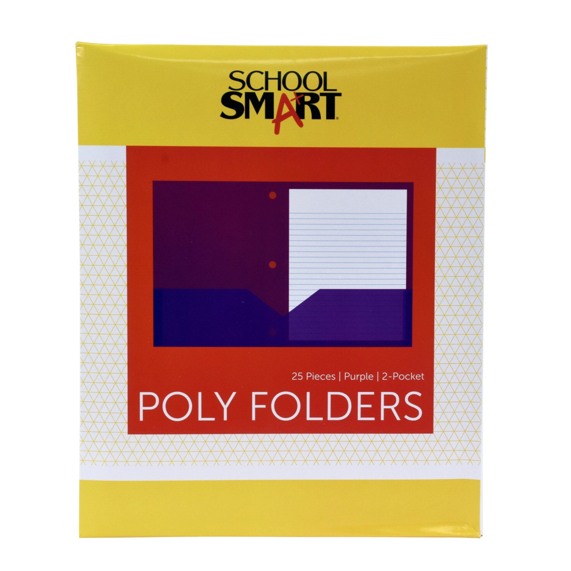 School Smart Heavyweight Two-Pocket Poly Folder With Three-Hole Punch, Purple, Pack Of 25