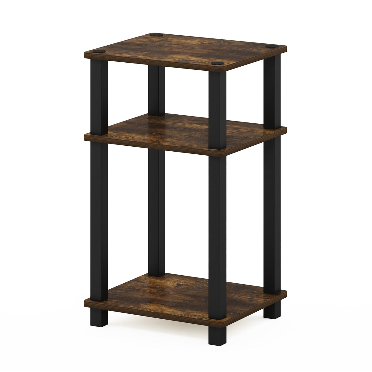 Furinno Just 3Tier Turnntube End Table, 1Pack, Amber Pine/Black