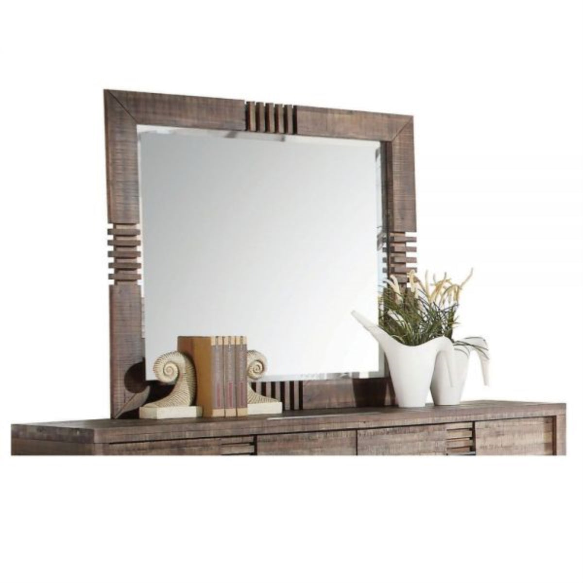 Andria Beveled Mirror  Reclaimed Oak Finish, Durable Wooden Frame  Adds Sophistication And Refinement To Any Room