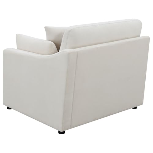 Coaster Contemporary Fabric Sloped Track Arms RAF Chair in Ivory