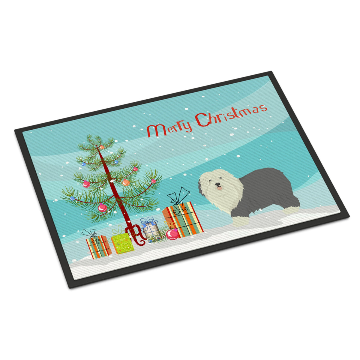 Old English Sheepdog Christmas Tree Indoor Or Outdoor Mat 18X27