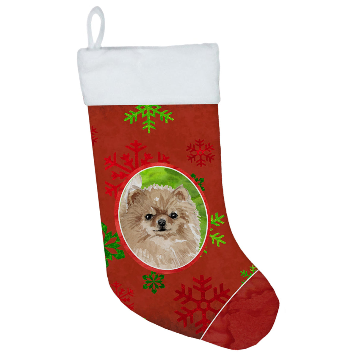 Christmas Snowflakes Pomeranian Christmas Stocking