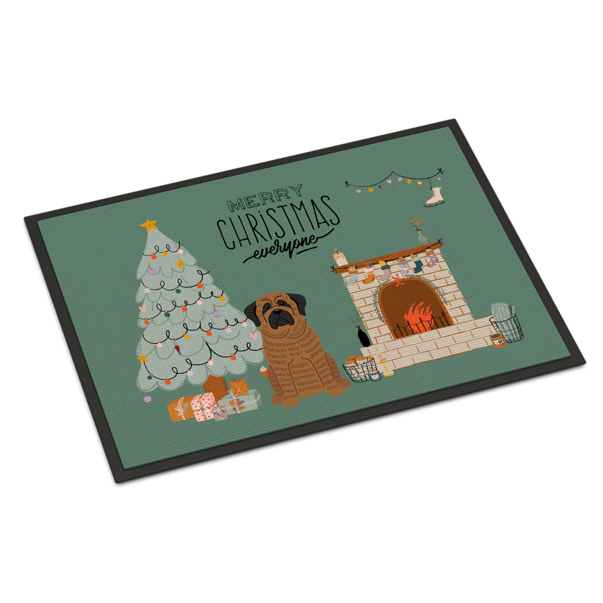 Brindle Mastiff Christmas Everyone Indoor Or Outdoor Mat 24X36