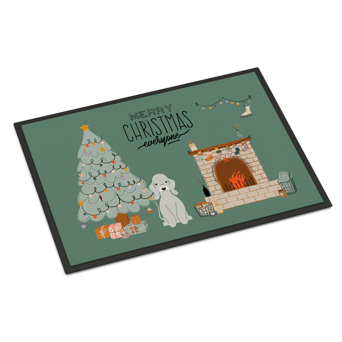 Blue Bedlington Terrier Christmas Everyone Indoor Or Outdoor Mat 24X36