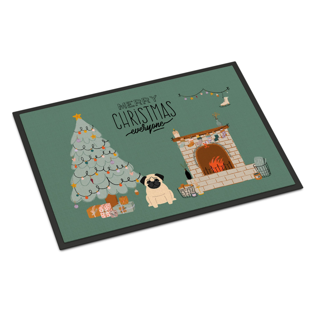 Fawn Pug Christmas Everyone Indoor Or Outdoor Mat 18X27