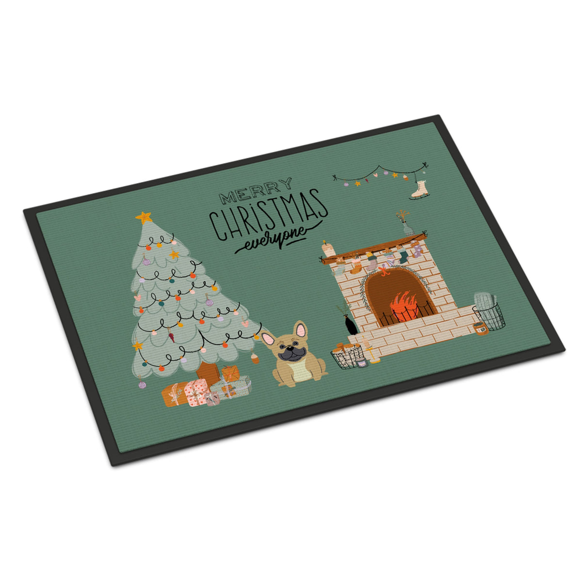 Cream French Bulldog Christmas Everyone Indoor Or Outdoor Mat 18X27