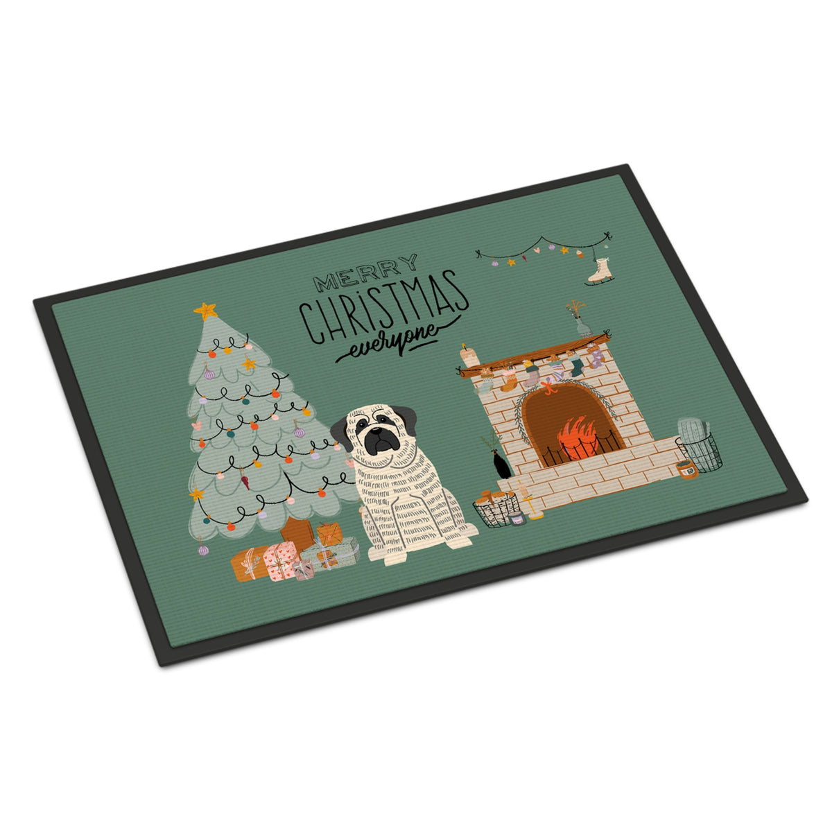 White Mastiff Brindle Christmas Everyone Indoor Or Outdoor Mat 18X27