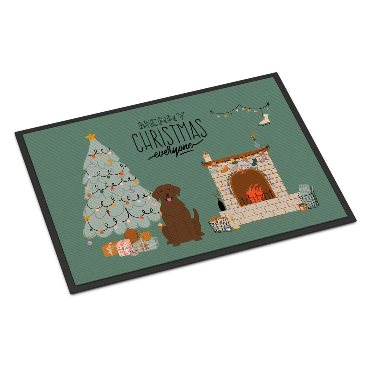 Chocolate Labrador Christmas Everyone Indoor Or Outdoor Mat 18X27