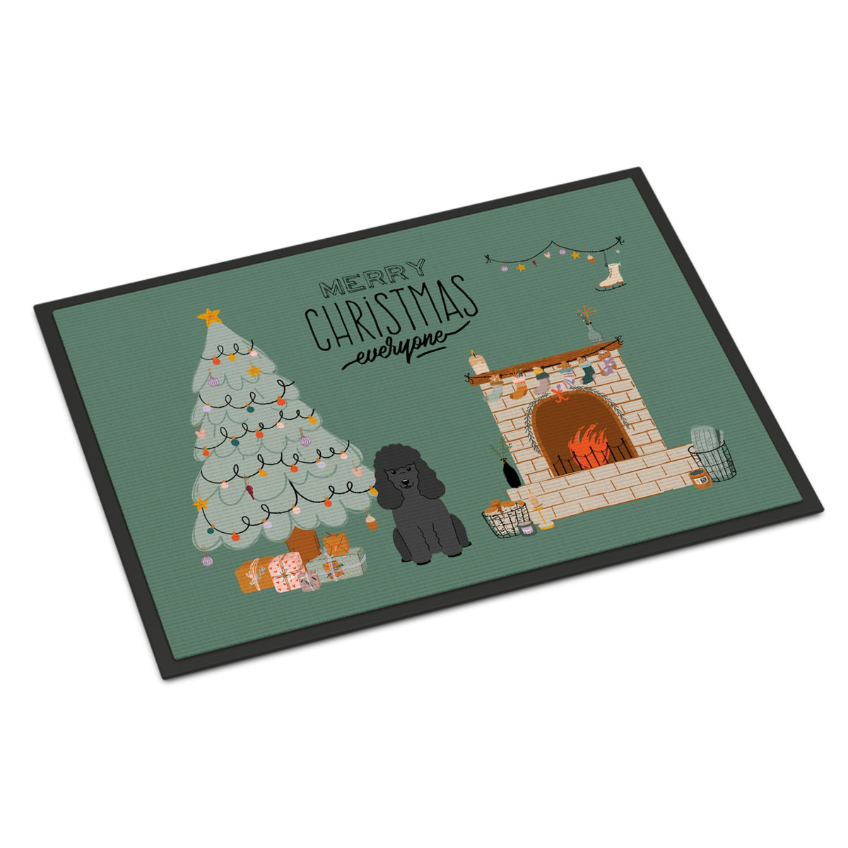 Black Poodle Christmas Everyone Indoor Or Outdoor Mat 18X27