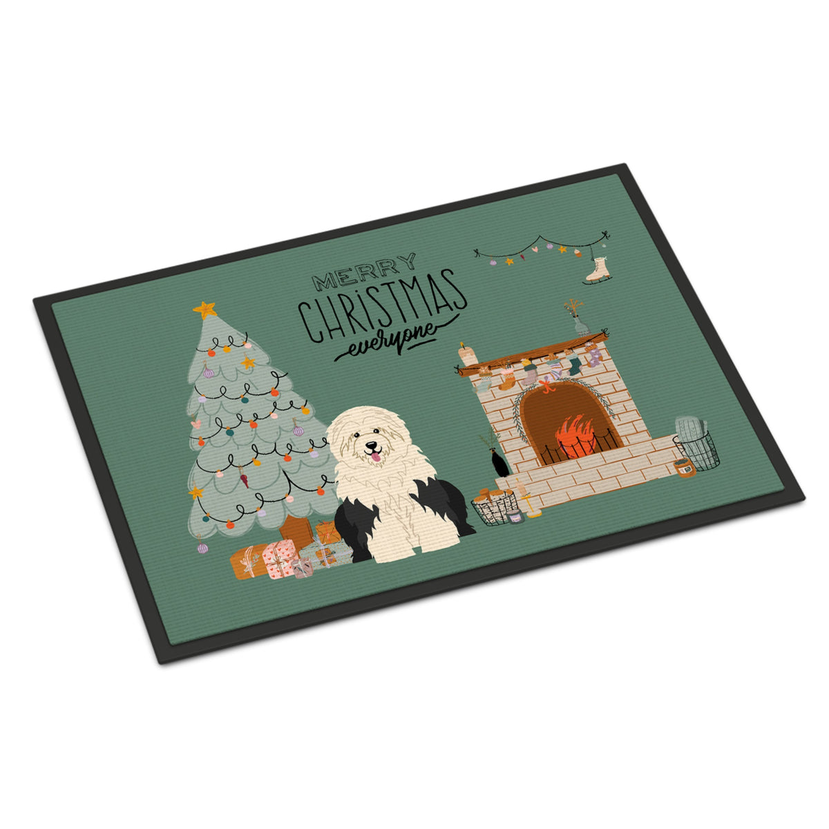 Old English Sheepdog Christmas Everyone Indoor Or Outdoor Mat 18X27