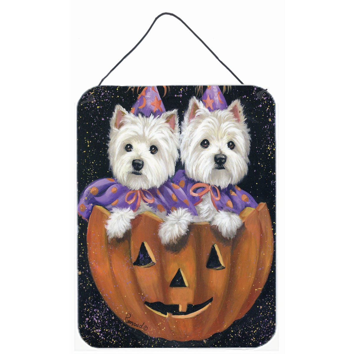 Westie Halloween Pumpkin Ride Wall Or Door Hanging Prints