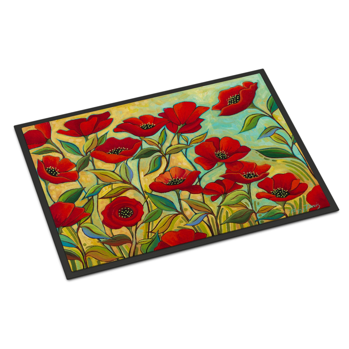 Poppy Garden Flowers Indoor Or Outdoor Mat 18X27