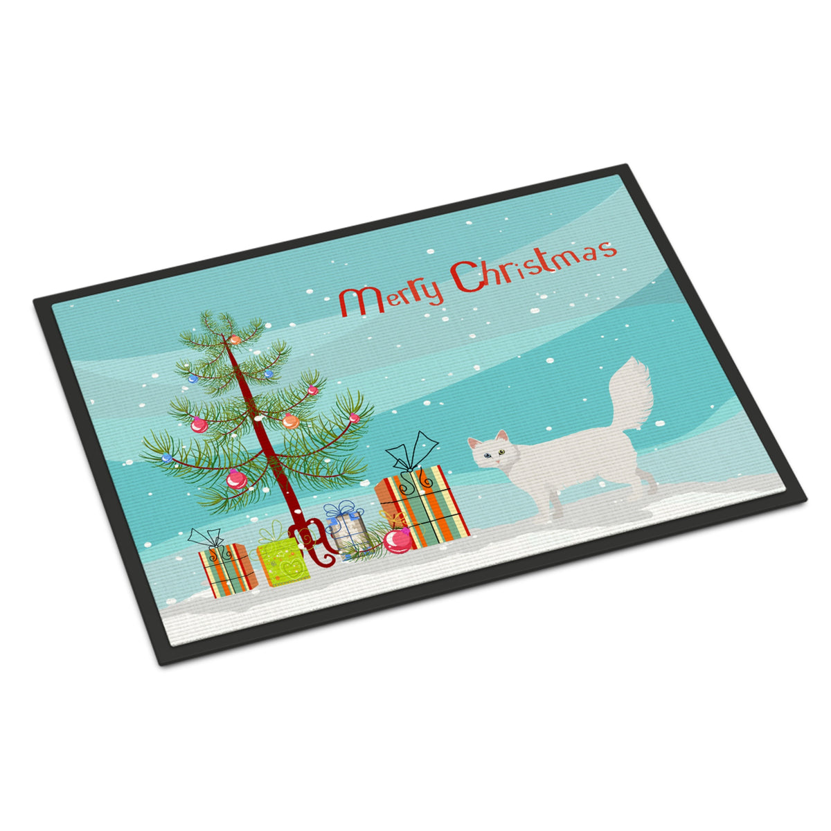 Turkish Angora Cat Merry Christmas Indoor Or Outdoor Mat 24X36