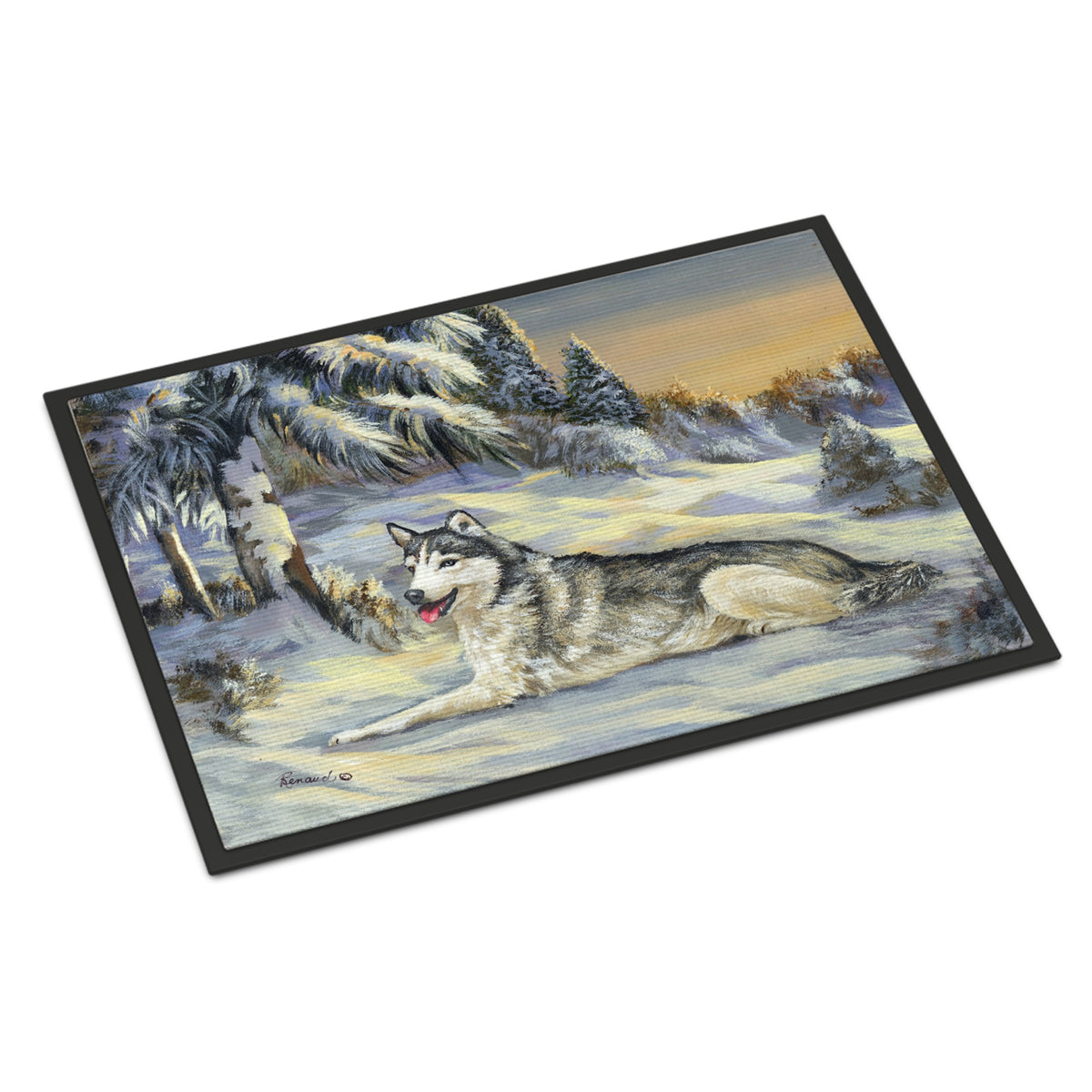 Siberian Husky Winterscape Indoor Or Outdoor Mat 24X36