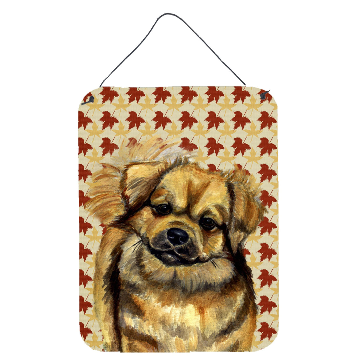 Tibetan Spaniel Fall Leaves Portrait Wall Or Door Hanging Prints