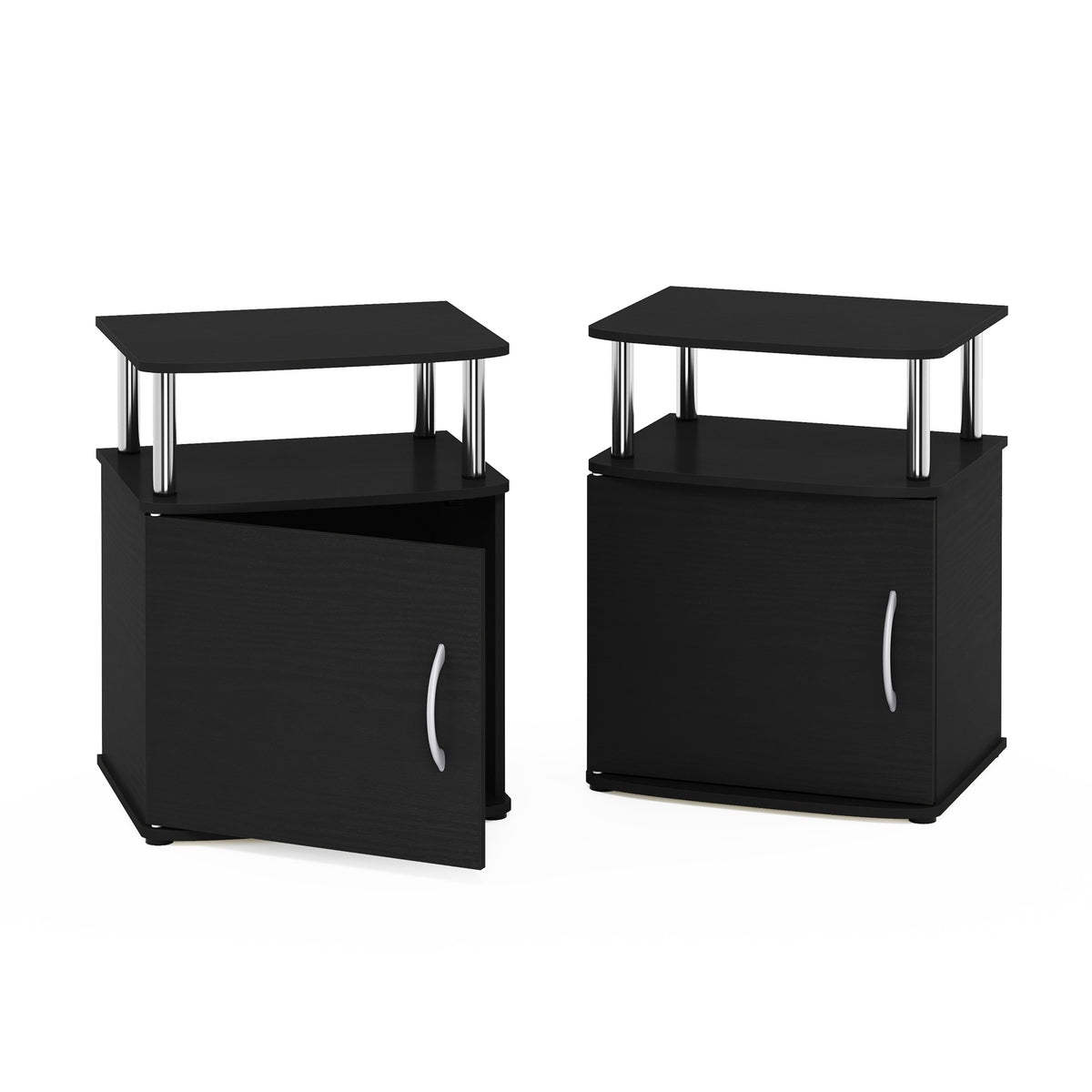 Furinno Jaya Utility Design End Table, Americano, Stainless Steel Tubes