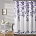 Lush Decor Tanisha Shower Curtain, 72' W X 72' L, Purple & Gray - Lavender Purple Flower Vine Print - Beautiful & Elegant Flor