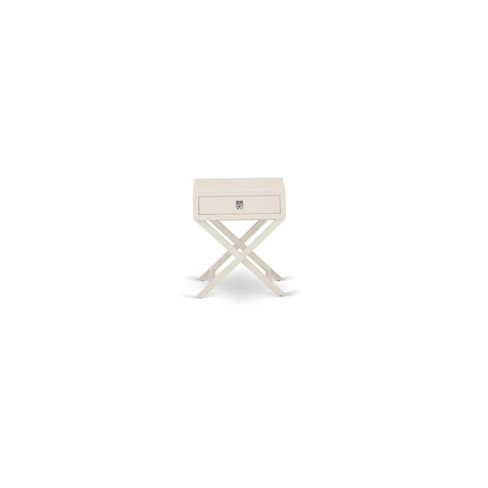 East West Furniture FN08F-1HAE0 2-Pc Fannin Wooden Set for Bedroom with 1 Upholstered Bed and a Small Nightstand - Reliable and Durable Manufacturing - Mist Beige Linen Fabric