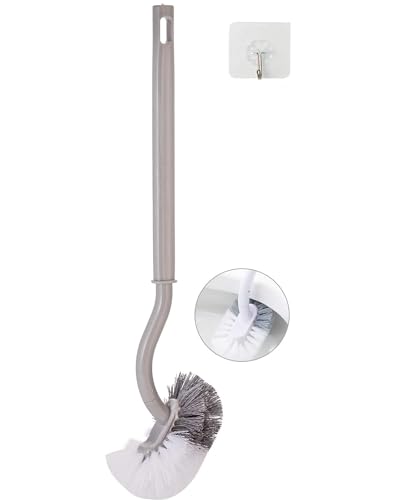 Curved Toilet Brush, Wall Mounted Bathroom Toilets Bowl Cleaning Brush with NonSlip Long Handle
