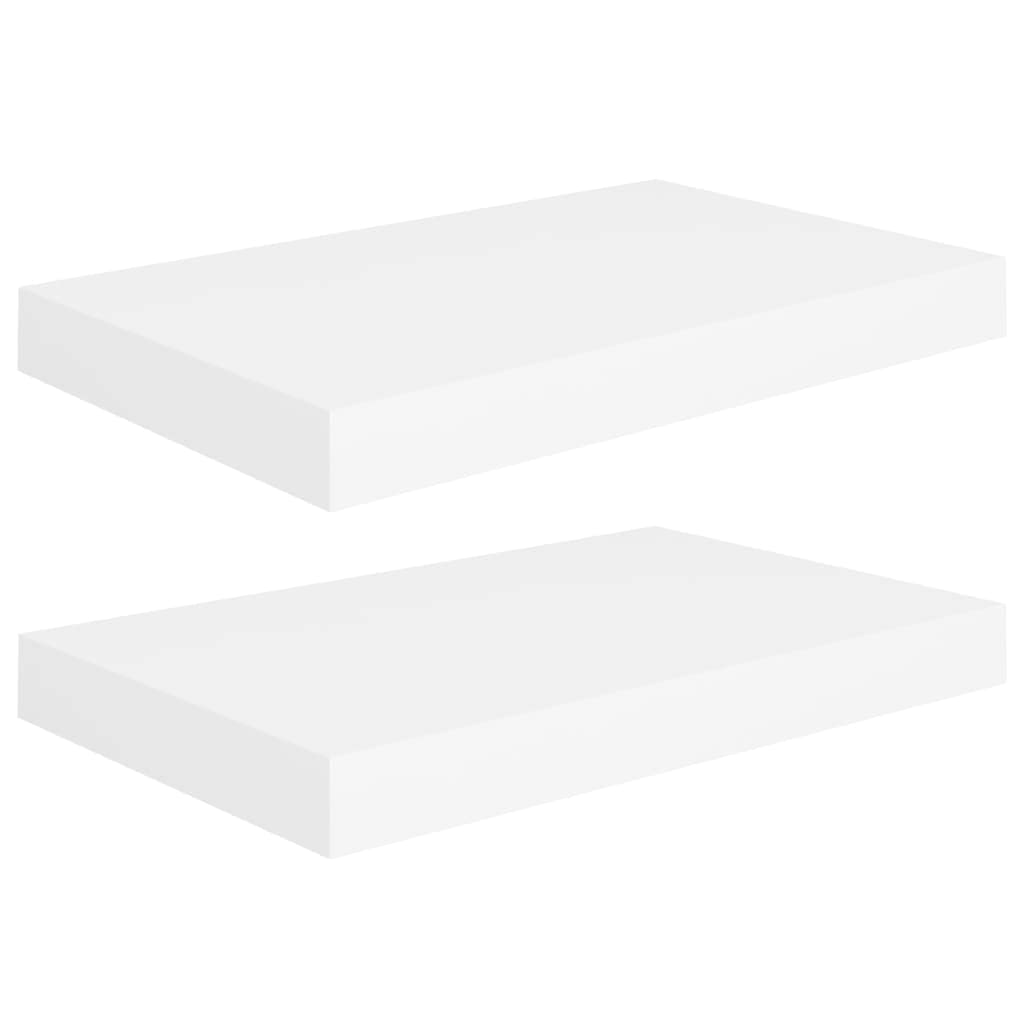Vidaxl White Floating Wall Shelves  2 Pcs | 15.7 Inch X9.1 Inch X1.5 Inch  | Modern Home Display | Easyinstall | Invisible Mounting System |