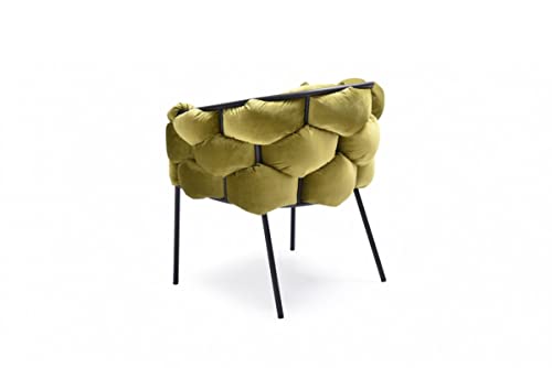 HomeRoots Metal, Fabric Moss Green Geo Velvet and Black Velvet Dining Chair