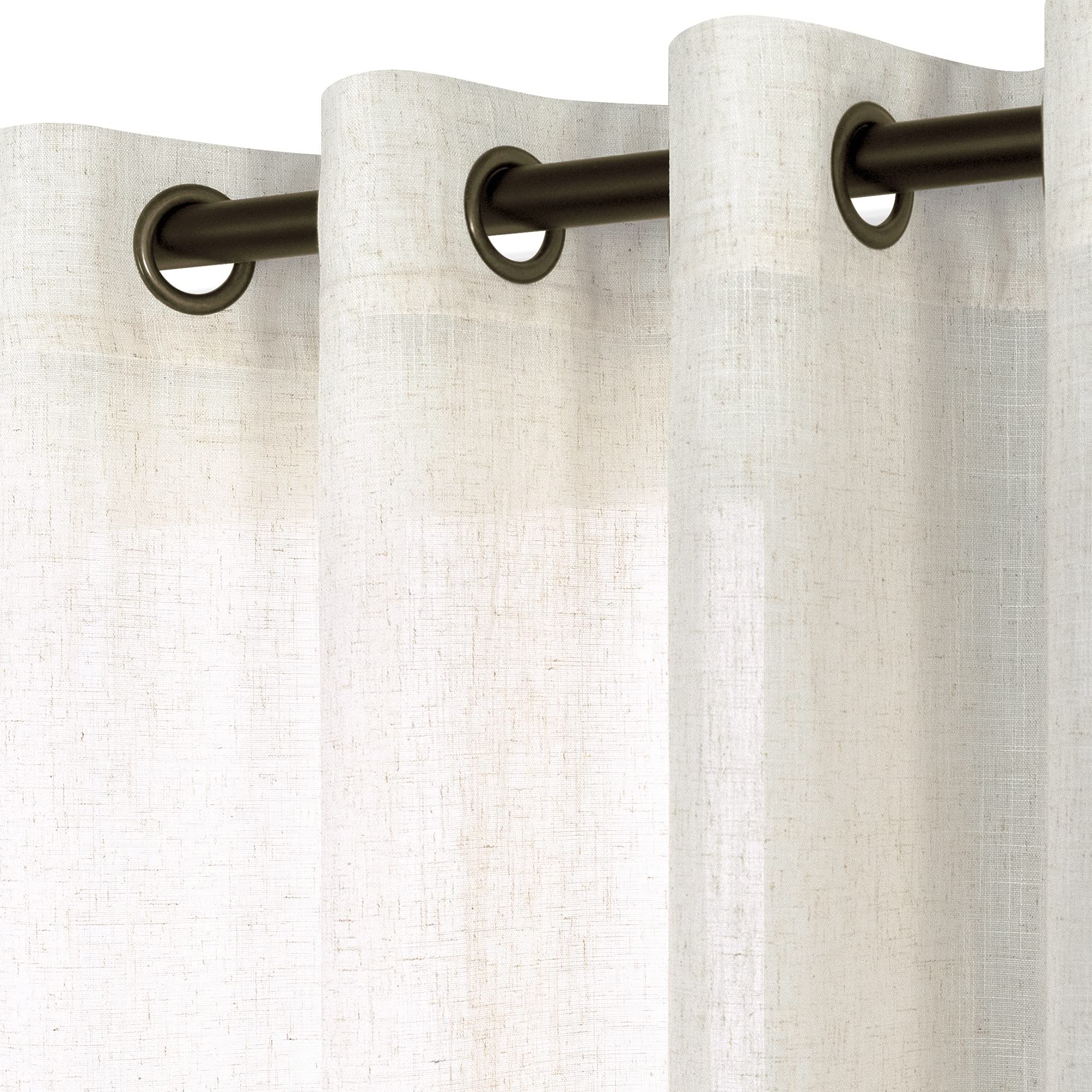 Koufall 72 Inch Curtains Long,Sheer Linen Semi Light Filtering Grommet Curtain Drapes 72 Inch Length 2 Panels Set,Cream