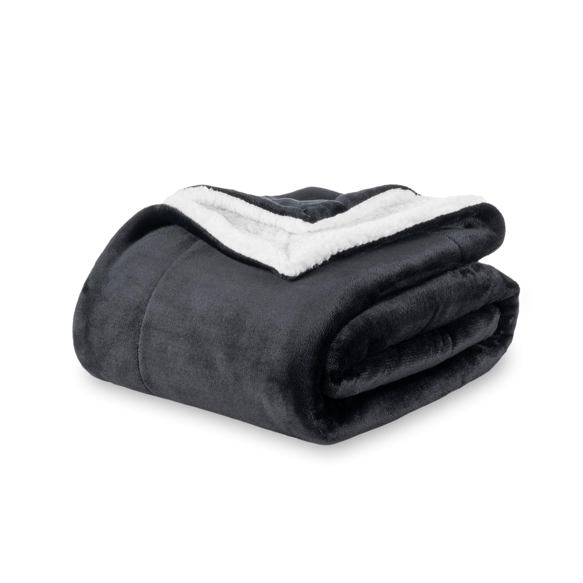 Berkshire Blanket-Sherpa Fleece Blanket, Warm And Soft Loftmink Reversible Blanket For Bed, Sofa And Travel, Black, 90 In X 108