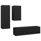 vidaXL TV Cabinet Set 4 Piece Home Living Room Furniture TV Stand HiFi Stereo Cabinet Media Unit Entertainment Center Black Engineered Wood