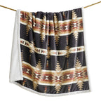 Indigo Hill By Hiend Accents Yosemite Aztec Sherpa Throw Blanket, Tribal Navajo Print Western Blanket For Camping Outdoor, South