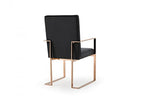HomeRoots Velvet, Stainless Steel, Solid Wood Black Rosegold Velvet Dining Chair