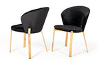 Set Of Two Black Velvet Rosegold Dining Chairs