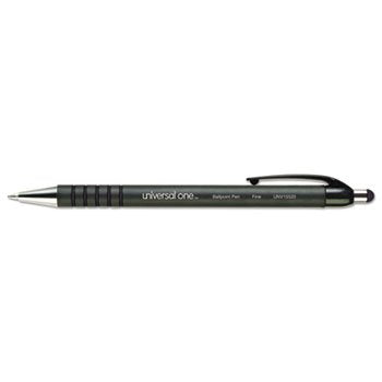 Universal Office Products 15520 Comfort Grip Ballpoint Retractable Pen, Black Ink, Fine, Dozen