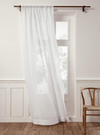 Solino Home Linen Sheer Curtain 144 Inches Long - White 100% Pure Linen European Flax Window Sheer Curtain Panel 52 X 144 Inch -