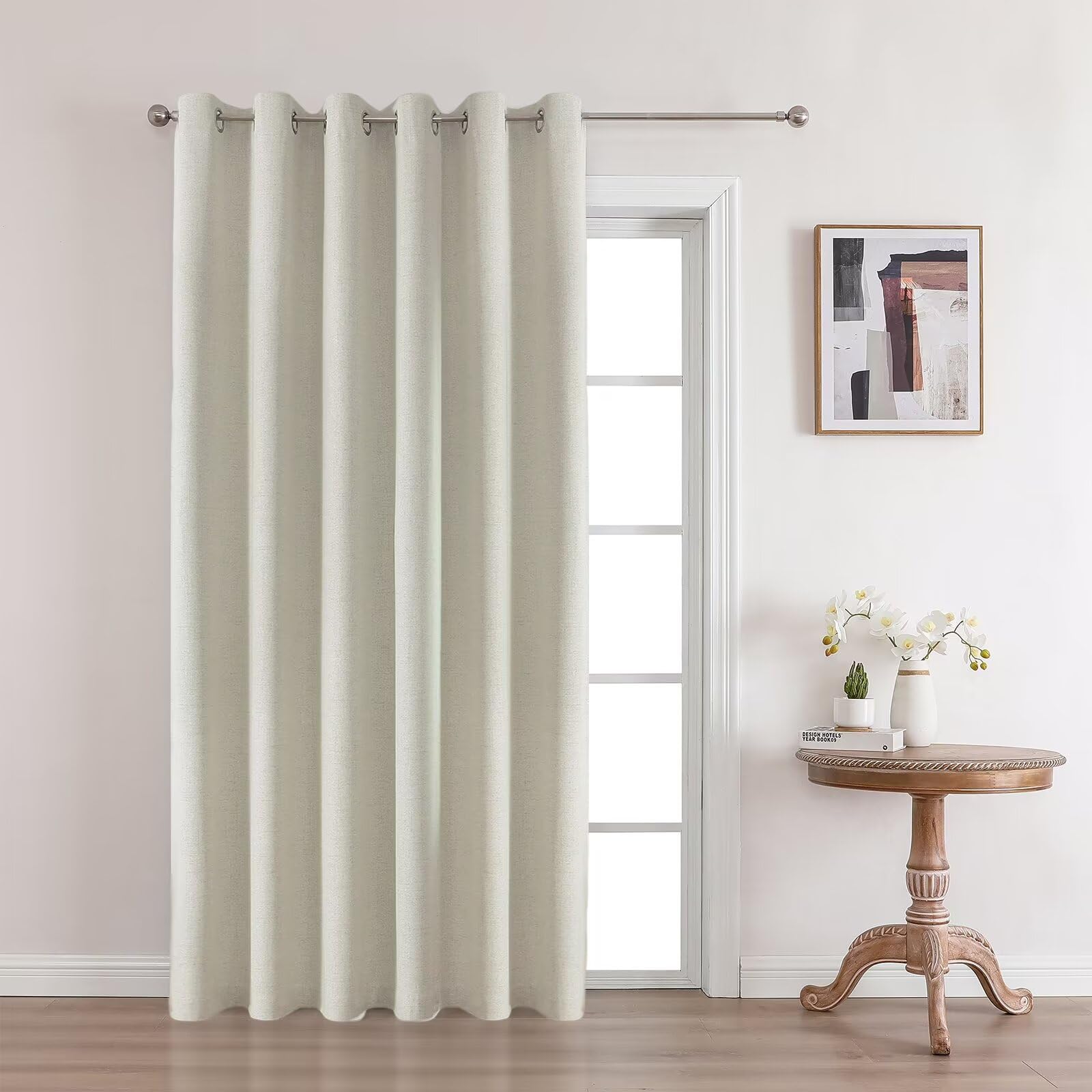 Joydeco Blackout Room Divider Curtains, Extra Wide Light Beige Sliding Door Curtains Living Room Curtains, 1 Panel 70X96 Inch Pa