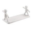Creative White WallMounted Bathroom Shelf Featuring Cute Little Man Support Brackets  SelfAdhesive Storage Rack and Organizer